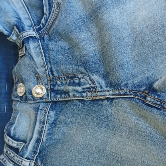 Silver Diva Junior Midrise Rhinestone/Embroidery Skinny Jean, Acid Wash, Size 11 - Picture 2 of 8